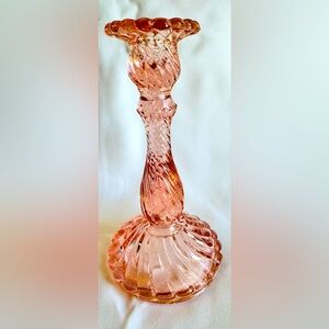 Pink Depression Glass Candlestick Holder